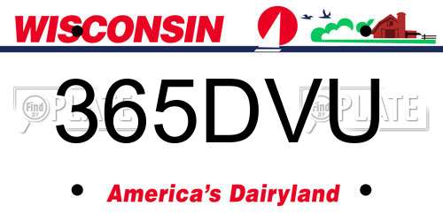 365DVU Wisconsin License Plate