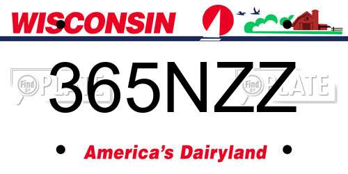 365NZZ Wisconsin License Plate
