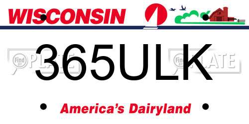 365ULK Wisconsin License Plate