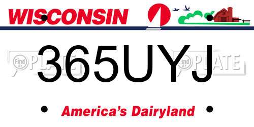 365UYJ Wisconsin License Plate