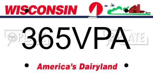 365VPA Wisconsin License Plate