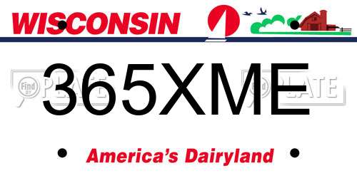 365XME Wisconsin License Plate