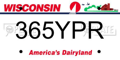 365YPR Wisconsin License Plate