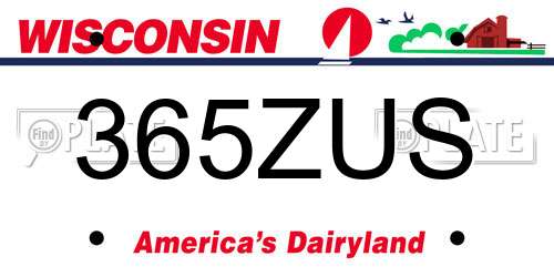 365ZUS Wisconsin License Plate