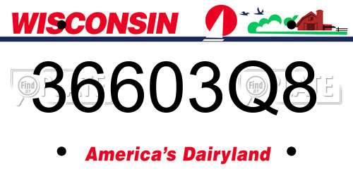 36603Q8 Wisconsin License Plate