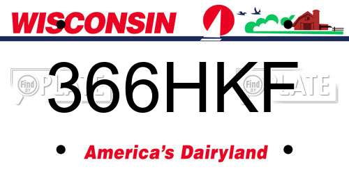 366HKF Wisconsin License Plate