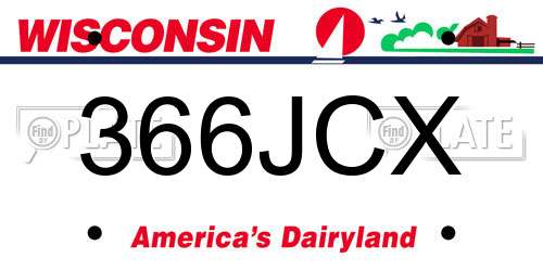366JCX Wisconsin License Plate