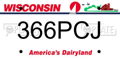 366PCJ Wisconsin License Plate