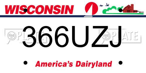 366UZJ Wisconsin License Plate