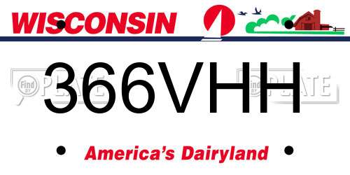 366VHH Wisconsin License Plate