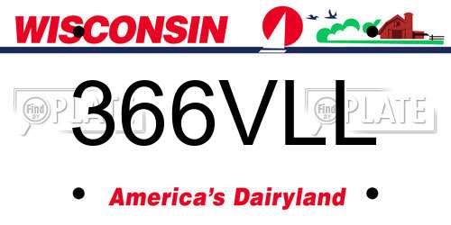 366VLL Wisconsin License Plate