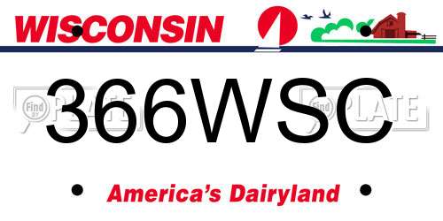 366WSC Wisconsin License Plate