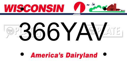 366YAV Wisconsin License Plate