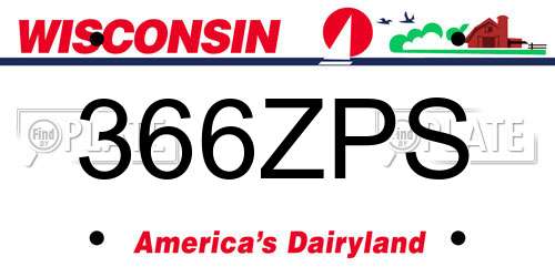 366ZPS Wisconsin License Plate