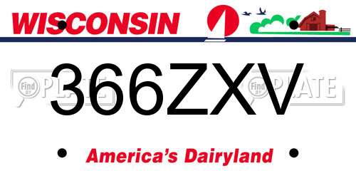 366ZXV Wisconsin License Plate