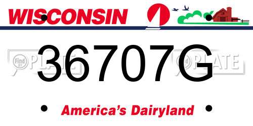 36707G Wisconsin License Plate