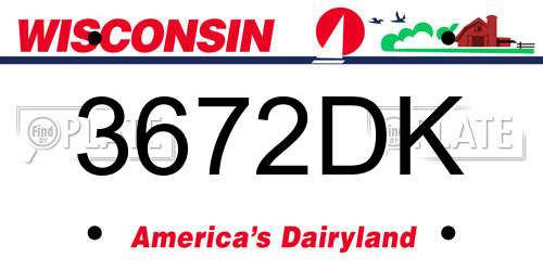 3672DK Wisconsin License Plate