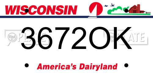3672OK Wisconsin License Plate