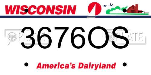 3676OS Wisconsin License Plate