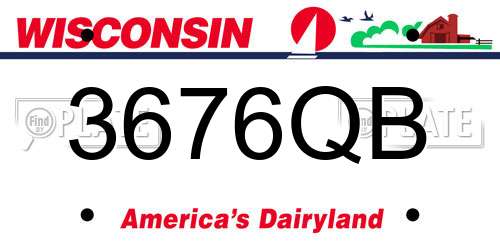 3676QB Wisconsin License Plate