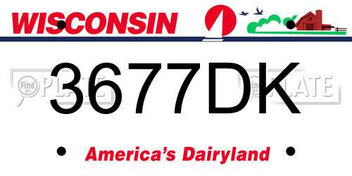 3677DK Wisconsin License Plate