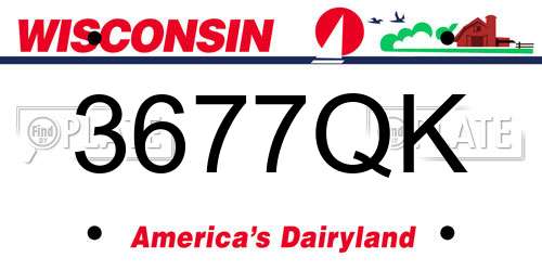 3677QK Wisconsin License Plate
