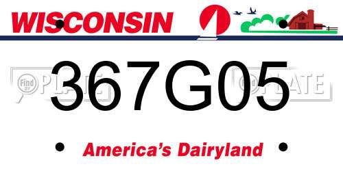 367G05 Wisconsin License Plate