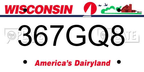 367GQ8 Wisconsin License Plate