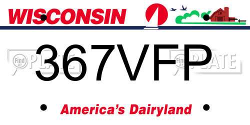 367VFP Wisconsin License Plate