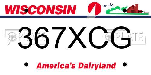367XCG Wisconsin License Plate