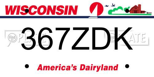 367ZDK Wisconsin License Plate