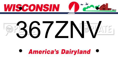 367ZNV Wisconsin License Plate