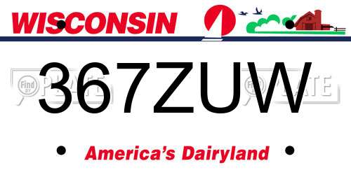 367ZUW Wisconsin License Plate