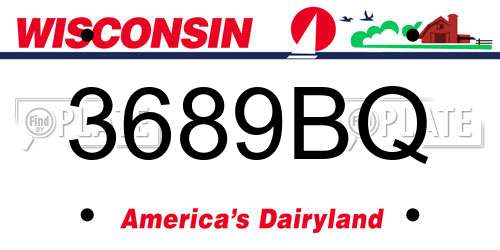 3689BQ Wisconsin License Plate