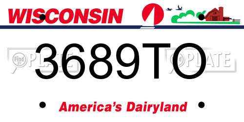 3689TO Wisconsin License Plate