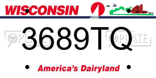 3689TQ Wisconsin License Plate
