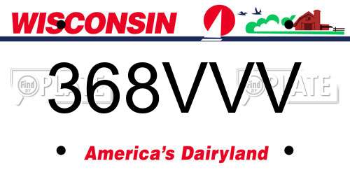 368VVV Wisconsin License Plate