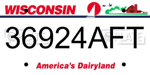 36924AFT Wisconsin License Plate