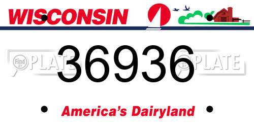 36936 Wisconsin License Plate