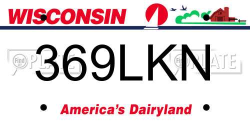 369LKN Wisconsin License Plate