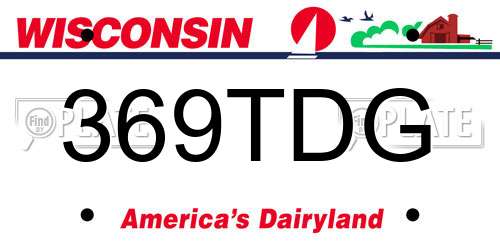 369TDG Wisconsin License Plate