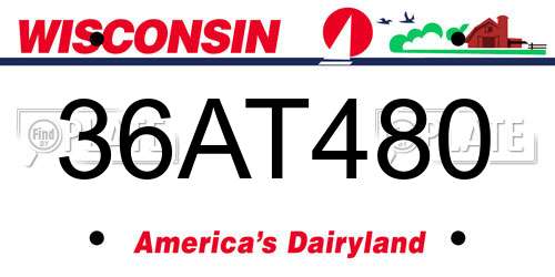 36AT480 Wisconsin License Plate