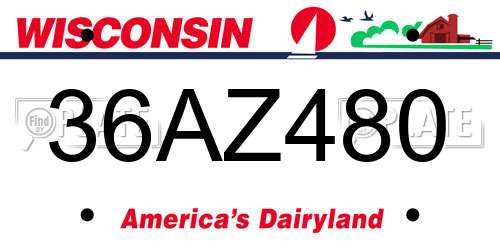 36AZ480 Wisconsin License Plate