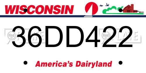 36DD422 Wisconsin License Plate