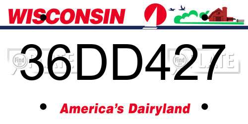 36DD427 Wisconsin License Plate