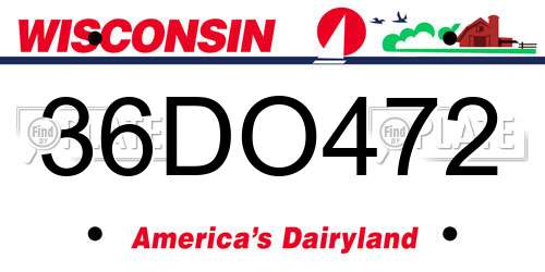36DO472 Wisconsin License Plate