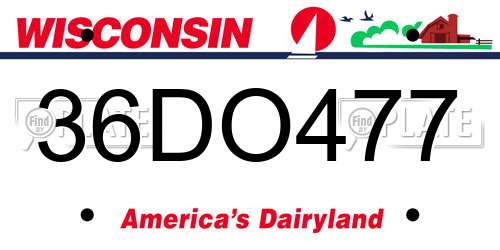 36DO477 Wisconsin License Plate