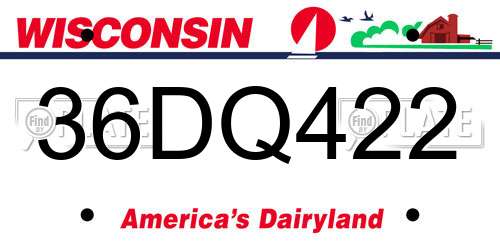 36DQ422 Wisconsin License Plate