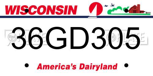 36GD305 Wisconsin License Plate