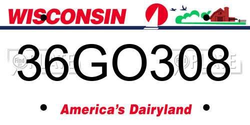 36GO308 Wisconsin License Plate